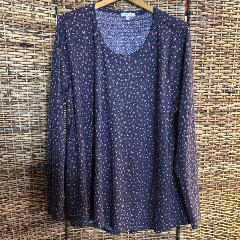 Floral Long Sleeve Top White Birch 2x